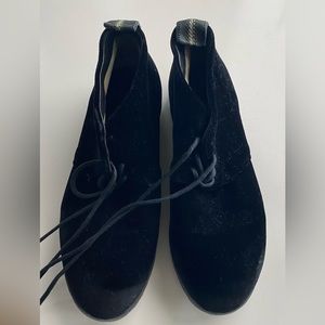 NWOT Black velvet booties by Sartori. Made in Italy.